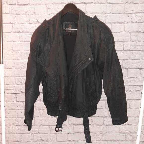 Leather biker jacket by Byrnes and Baker - Picture 2 of 4